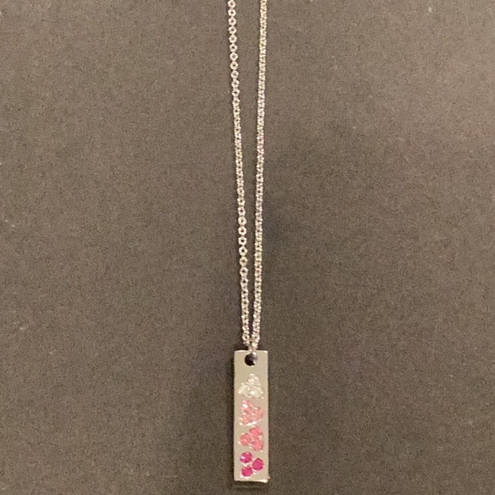 Lia Sophia Heart Pink Ombré Silver Toned Necklace Adjustable Length - Picture 2 of 4